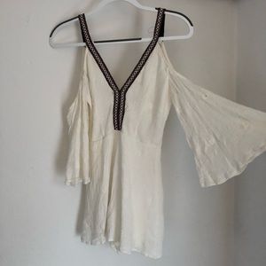 Ruby & Jenna Cut-out Shoulder Summer White Romper